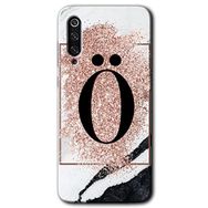 Xiaomi Mi 9 Pembe Mermer Desenli O Harfi Baskılı Uyumlu Silikon Kılıf