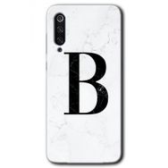 Xiaomi Mi 9 SE Beyaz Mermer Desenli B Harfi Baskılı Uyumlu Silikon Kılıf