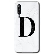 Xiaomi Mi 9 SE Beyaz Mermer Desenli D Harfi Baskılı Uyumlu Silikon Kılıf