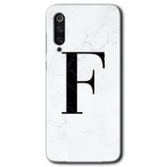 Xiaomi Mi 9 SE Beyaz Mermer Desenli F Harfi Baskılı Uyumlu Silikon Kılıf