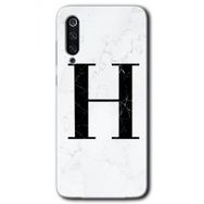 Xiaomi Mi 9 SE Beyaz Mermer Desenli H Harfi Baskılı Uyumlu Silikon Kılıf
