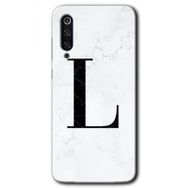 Xiaomi Mi 9 SE Beyaz Mermer Desenli L Harfi Baskılı Uyumlu Silikon Kılıf