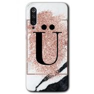 Xiaomi Mi 9 SE Pembe Mermer Desenli U Harfi Baskılı Uyumlu Silikon Kılıf