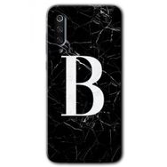 Xiaomi Mi 9 SE Siyah Mermer Desenli B Harfi Baskılı Uyumlu Silikon Kılıf