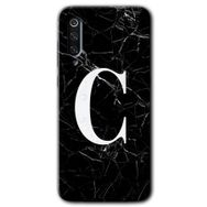 Xiaomi Mi 9 SE Siyah Mermer Desenli C Harfi Baskılı Uyumlu Silikon Kılıf