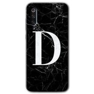 Xiaomi Mi 9 SE Siyah Mermer Desenli D Harfi Baskılı Uyumlu Silikon Kılıf
