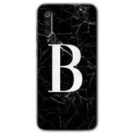 Xiaomi Mi 9 Siyah Mermer Desenli B Harfi Baskılı Uyumlu Silikon Kılıf