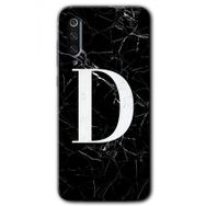 Xiaomi Mi 9 Siyah Mermer Desenli D Harfi Baskılı Uyumlu Silikon Kılıf