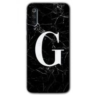 Xiaomi Mi 9 Siyah Mermer Desenli G Harfi Baskılı Uyumlu Silikon Kılıf
