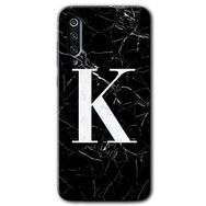 Xiaomi Mi 9 Siyah Mermer Desenli K Harfi Baskılı Uyumlu Silikon Kılıf