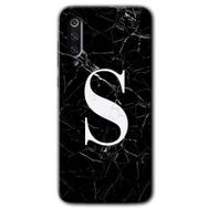 Xiaomi Mi 9 Siyah Mermer Desenli Ş Harfi Baskılı Uyumlu Silikon Kılıf