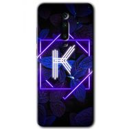 Xiaomi Mi 9T Dark Neon Yaprak K Harfi Baskılı Uyumlu Silikon Kılıf