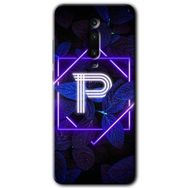 Xiaomi Mi 9T Dark Neon Yaprak P Harfi Baskılı Uyumlu Silikon Kılıf