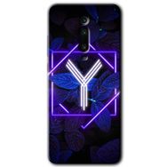 Xiaomi Mi 9T Dark Neon Yaprak Y Harfi Baskılı Uyumlu Silikon Kılıf
