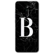 Xiaomi Mi 9T Siyah Mermer Desenli B Harfi Baskılı Uyumlu Silikon Kılıf