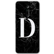 Xiaomi Mi 9T Siyah Mermer Desenli D Harfi Baskılı Uyumlu Silikon Kılıf