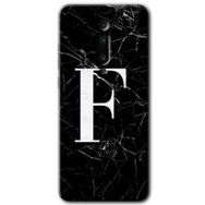 Xiaomi Mi 9T Siyah Mermer Desenli F Harfi Baskılı Uyumlu Silikon Kılıf