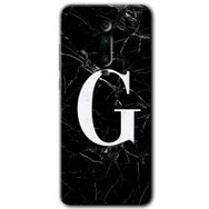 Xiaomi Mi 9T Siyah Mermer Desenli G Harfi Baskılı Uyumlu Silikon Kılıf