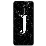 Xiaomi Mi 9T Siyah Mermer Desenli J Harfi Baskılı Uyumlu Silikon Kılıf