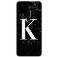 Xiaomi Mi 9T Siyah Mermer Desenli K Harfi Baskılı Uyumlu Silikon Kılıf
