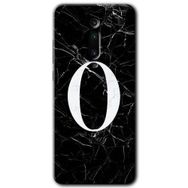 Xiaomi Mi 9T Siyah Mermer Desenli O Harfi Baskılı Uyumlu Silikon Kılıf