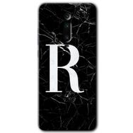 Xiaomi Mi 9T Siyah Mermer Desenli R Harfi Baskılı Uyumlu Silikon Kılıf