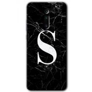 Xiaomi Mi 9T Siyah Mermer Desenli S Harfi Baskılı Uyumlu Silikon Kılıf