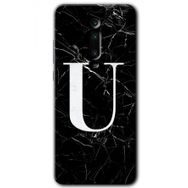 Xiaomi Mi 9T Siyah Mermer Desenli Ü Harfi Baskılı Uyumlu Silikon Kılıf