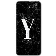 Xiaomi Mi 9T Siyah Mermer Desenli Y Harfi Baskılı Uyumlu Silikon Kılıf