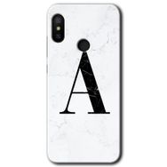 Xiaomi Mi A2 Lite Beyaz Mermer Desenli A Harfi Baskılı Uyumlu Silikon Kılıf