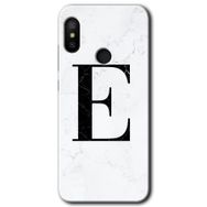 Xiaomi Mi A2 Lite Beyaz Mermer Desenli E Harfi Baskılı Uyumlu Silikon Kılıf