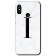Xiaomi Mi A2 Lite Beyaz Mermer Desenli İ Harfi Baskılı Uyumlu Silikon Kılıf