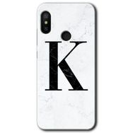Xiaomi Mi A2 Lite Beyaz Mermer Desenli K Harfi Baskılı Uyumlu Silikon Kılıf