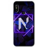 Xiaomi Mi A2 Lite Dark Neon Yaprak N Harfi Baskılı Uyumlu Silikon Kılıf