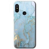 Xiaomi Mi A2 Lite Mavi Gold Mermer Baskılı Uyumlu Silikon Kılıf
