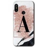Xiaomi Mi A2 Lite Pembe Mermer Desenli A Harfi Baskılı Uyumlu Silikon Kılıf