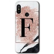 Xiaomi Mi A2 Lite Pembe Mermer Desenli F Harfi Baskılı Uyumlu Silikon Kılıf