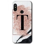 Xiaomi Mi A2 Lite Pembe Mermer Desenli T Harfi Baskılı Uyumlu Silikon Kılıf
