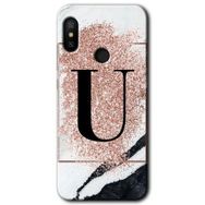 Xiaomi Mi A2 Lite Pembe Mermer Desenli U Harfi Baskılı Uyumlu Silikon Kılıf