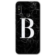 Xiaomi Mi A2 Lite Siyah Mermer Desenli B Harfi Baskılı Uyumlu Silikon Kılıf