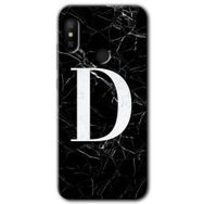 Xiaomi Mi A2 Lite Siyah Mermer Desenli D Harfi Baskılı Uyumlu Silikon Kılıf