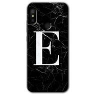 Xiaomi Mi A2 Lite Siyah Mermer Desenli E Harfi Baskılı Uyumlu Silikon Kılıf