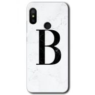 Xiaomi Mi Max 3 Beyaz Mermer Desenli B Harfi Baskılı Uyumlu Silikon Kılıf