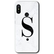 Xiaomi Mi Max 3 Beyaz Mermer Desenli S Harfi Baskılı Uyumlu Silikon Kılıf