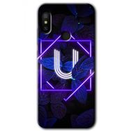 Xiaomi Mi Max 3 Dark Neon Yaprak U Harfi Baskılı Uyumlu Silikon Kılıf