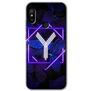 Xiaomi Mi Max 3 Dark Neon Yaprak Y Harfi Baskılı Uyumlu Silikon Kılıf