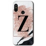 Xiaomi Mi Max 3 Pembe Mermer Desenli Z Harfi Baskılı Uyumlu Silikon Kılıf
