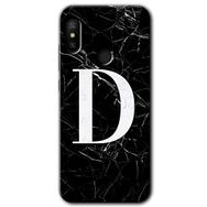 Xiaomi Mi Max 3 Siyah Mermer Desenli D Harfi Baskılı Uyumlu Silikon Kılıf