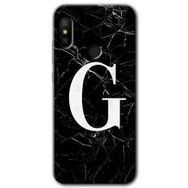 Xiaomi Mi Max 3 Siyah Mermer Desenli G Harfi Baskılı Uyumlu Silikon Kılıf