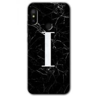Xiaomi Mi Max 3 Siyah Mermer Desenli I Harfi Baskılı Uyumlu Silikon Kılıf